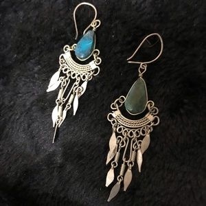 Turquoise stone dangle boho earrings